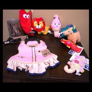 Pink harness dress, collar and toys. Separate or 1
